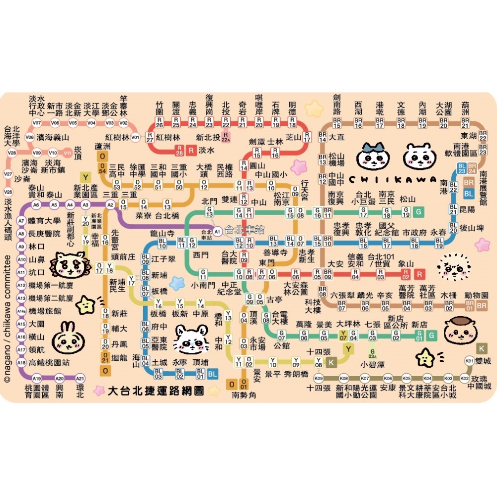 現貨 吉伊卡哇悠遊卡 捷運路網圖-細節圖2