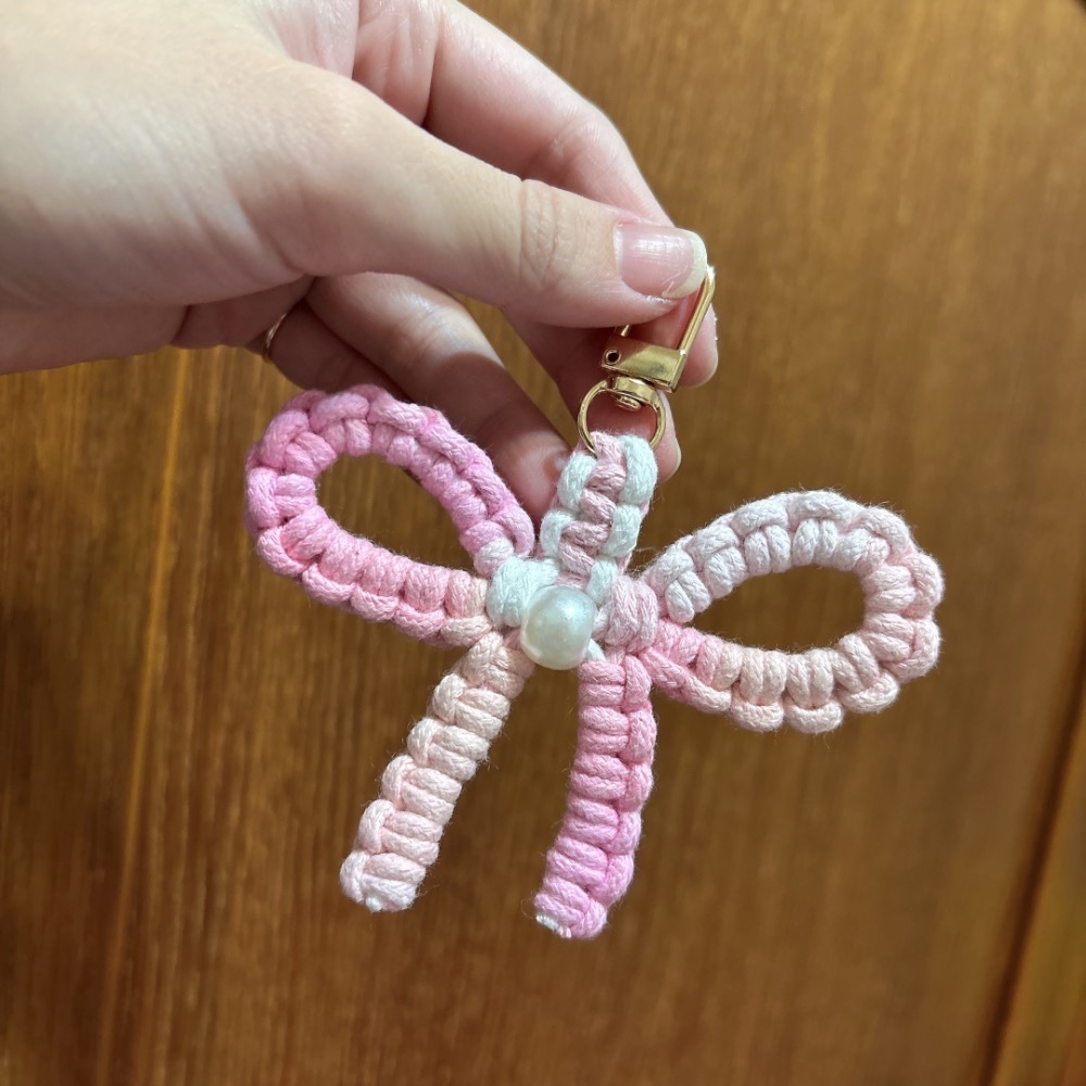 Dudu手作👶🏻手工編織蝴蝶結🎀吊飾/ 鑰匙圈 純手工 編織吊飾 鑰匙扣 包包吊飾 禮物-規格圖2