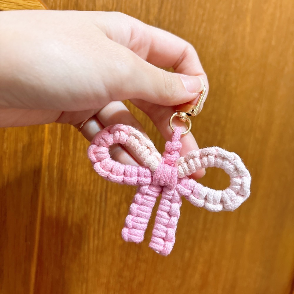 Dudu手作👶🏻手工編織蝴蝶結🎀吊飾/ 鑰匙圈 純手工 編織吊飾 鑰匙扣 包包吊飾 禮物-規格圖2
