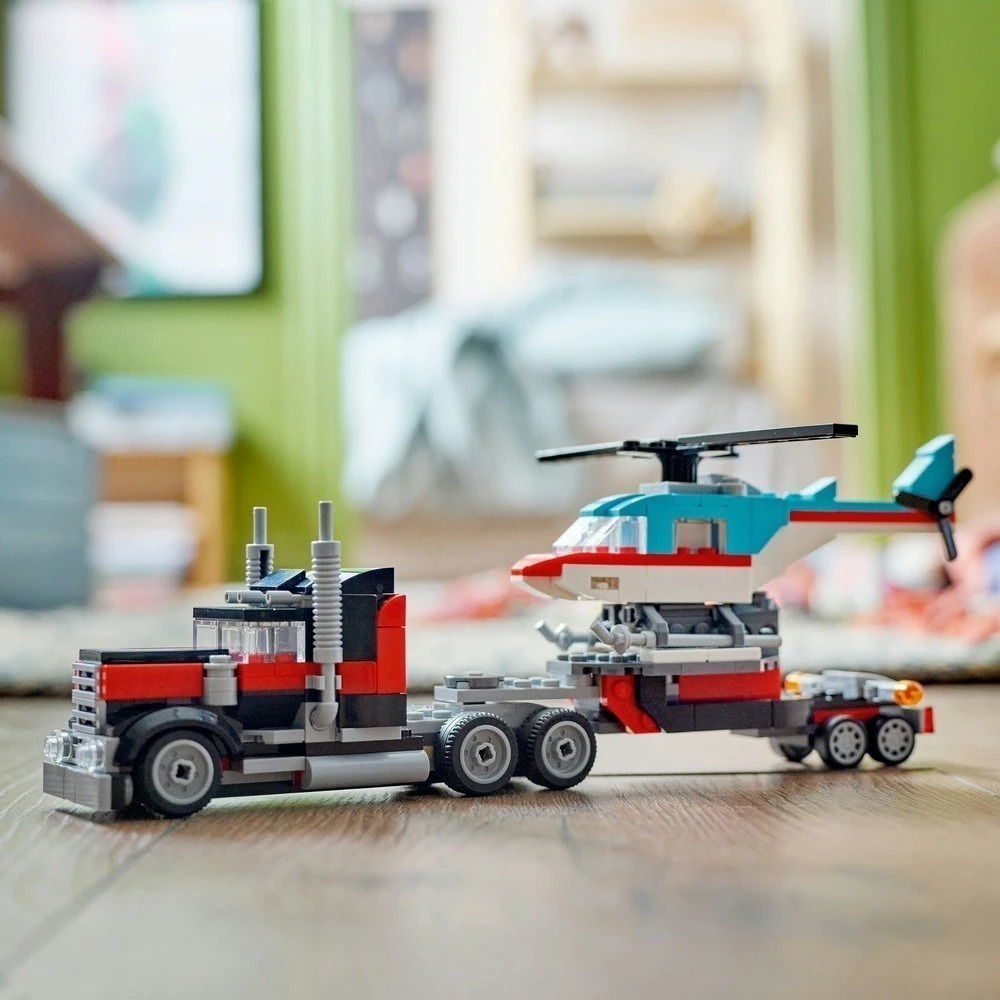 [木木磚家] LEGO 31146 平板卡車和直升機(交通工具 三種組裝方式)-細節圖5