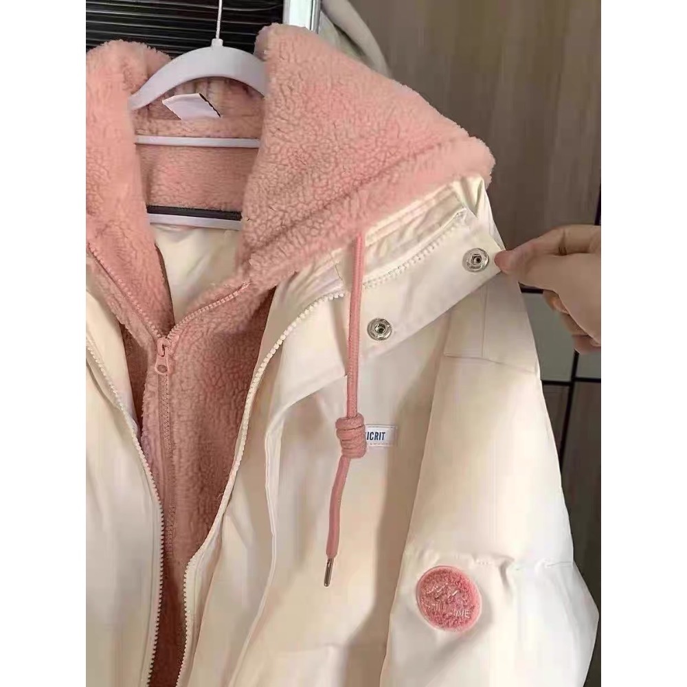 假两件羽绒服女冬季+耳罩+圍巾-細節圖2