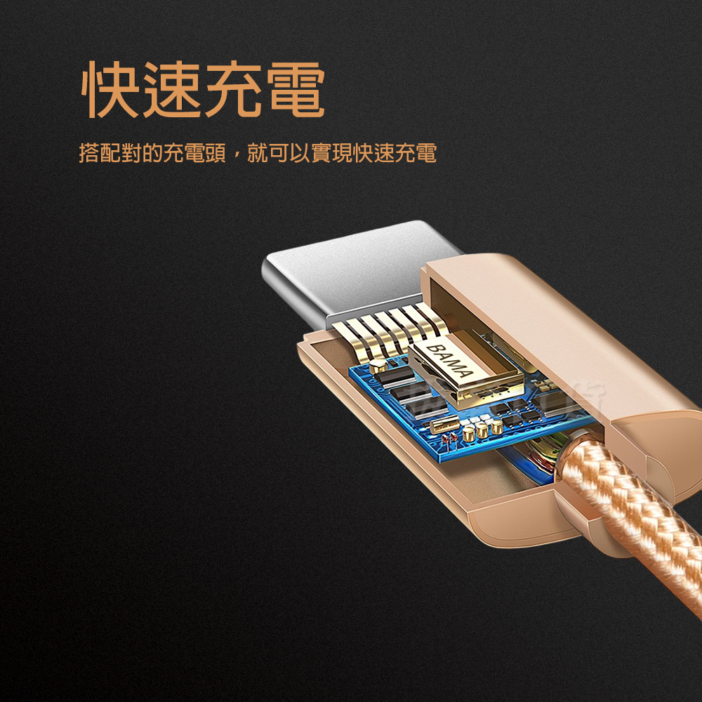 [現貨][台灣出貨]充電線 閃充線 編織線 快充線 QC 3.0 TypeC 傳輸線 數據線 充電傳輸線-細節圖2