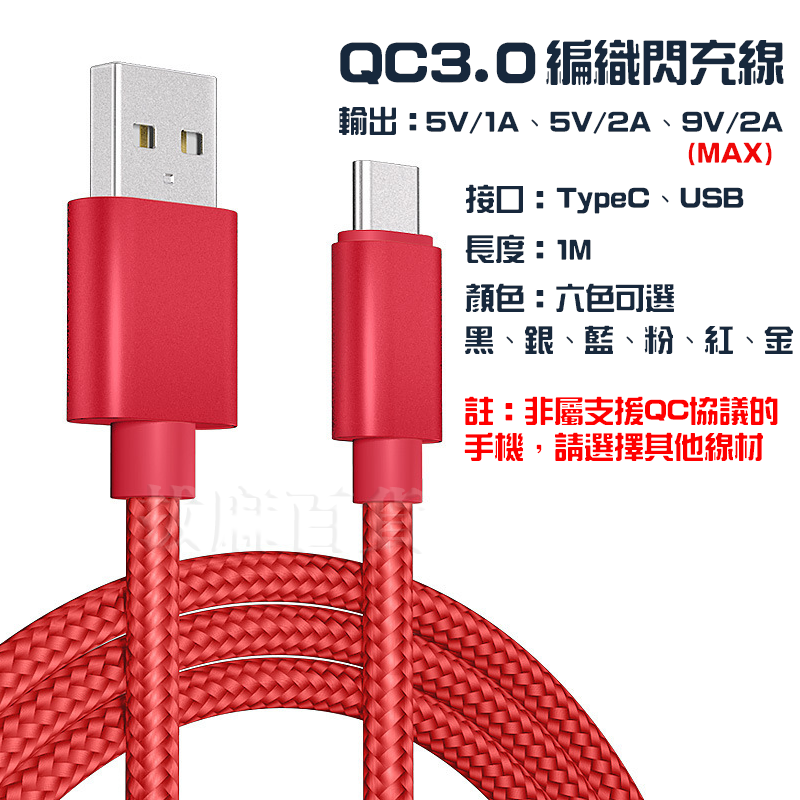 充電線 閃充線 編織線 快充線 QC 3.0 TypeC 傳輸線 數據線 充電傳輸線-細節圖9