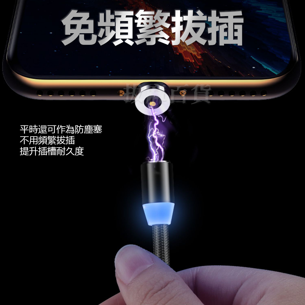 [現貨][台灣出貨]磁吸 充電線 磁吸線 磁吸充電線 磁力線 安卓 TypeC 尼龍 編織 盲吸 盲插 三種接頭-細節圖5