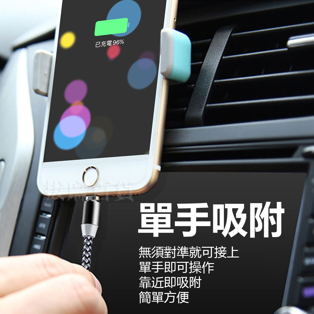 [現貨][台灣出貨]磁吸 充電線 磁吸線 磁吸充電線 磁力線 安卓 TypeC 尼龍 編織 盲吸 盲插 三種接頭-細節圖8