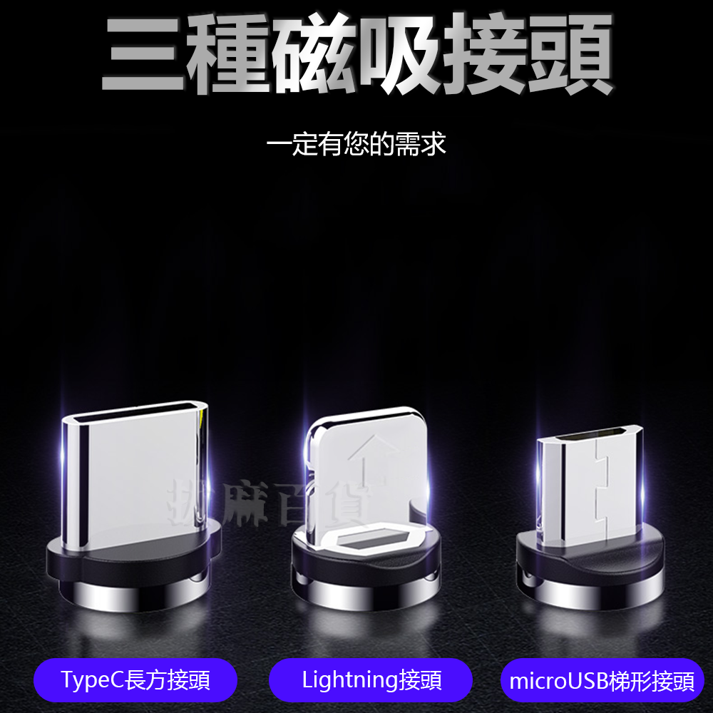 [現貨][台灣出貨]磁吸 充電線 磁吸線 磁吸充電線 磁力線 安卓 TypeC 尼龍 編織 盲吸 盲插 三種接頭-細節圖10