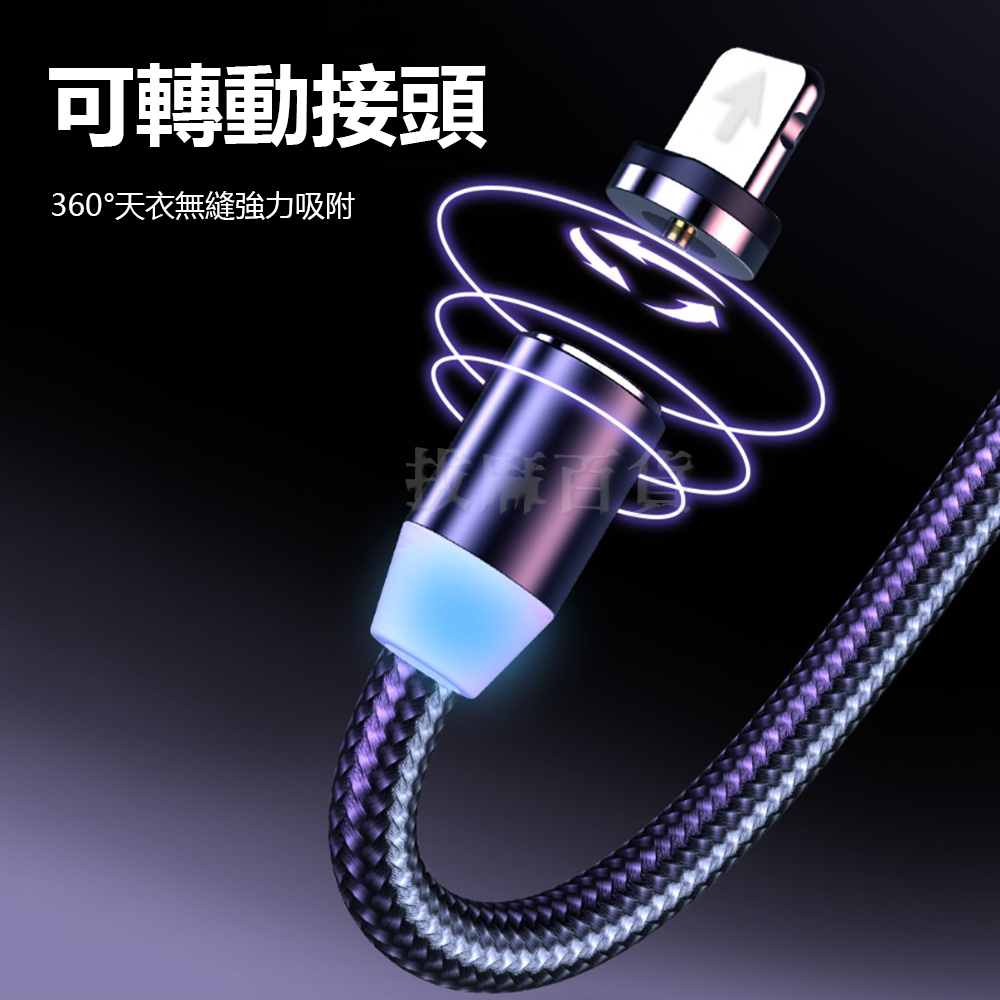 磁吸 充電線 磁吸線 磁吸充電線 磁力線 安卓 TypeC 尼龍 編織 盲吸 盲插 三種接頭-細節圖4