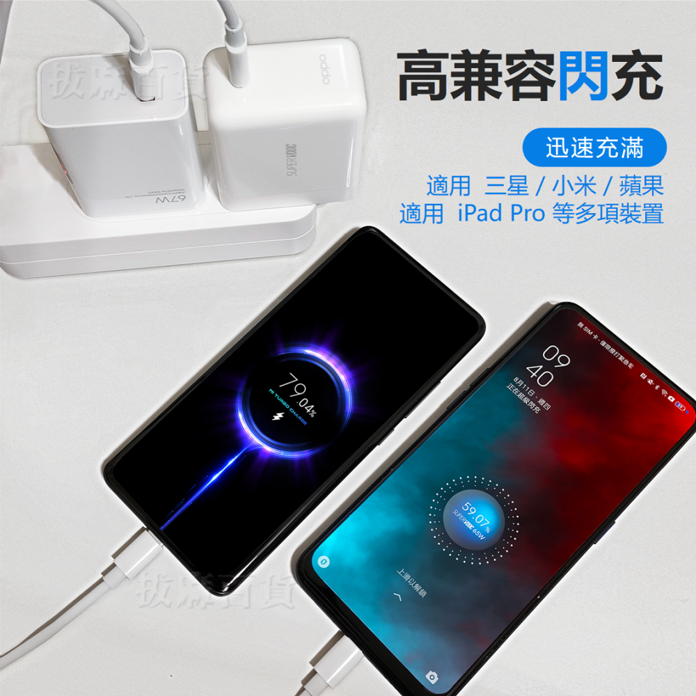 PD 閃充線 60W 多兼容 閃充 快充 傳輸 傳輸線 快充線 充電線 適用小米三星OPPO-細節圖3