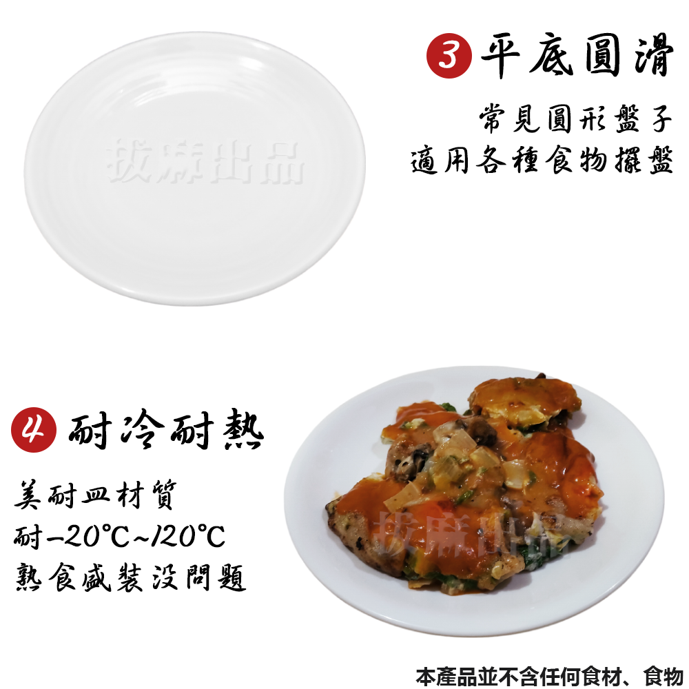 [現貨][台灣出貨]美耐皿 盤子 白色盤子 餐盤 中式 西式 圓盤 點心盤 甜點盤 水果盤 漢堡盤 開店 家用 餐具-細節圖7