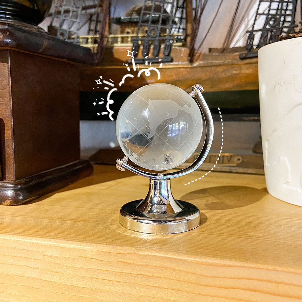 [現貨][台灣出貨]水晶 玻璃 地球儀 擺飾 裝飾 裝飾品 桌上擺飾 辦公桌 書桌擺飾 居家裝飾 禮物 禮品 交換禮物-細節圖4