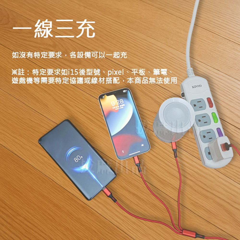 [現貨][台灣出貨]充電線 編織線 充電 一拖三 TypeC 安卓 microUSB Lightning 蘋果 3A-細節圖2