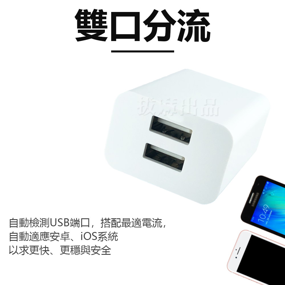 [非現貨][台灣出貨]雙孔 充電頭 雙USB 2.1A 充電器 兩孔 手機 充電 手機插頭 旅充 智慧晶片 HANG-細節圖2