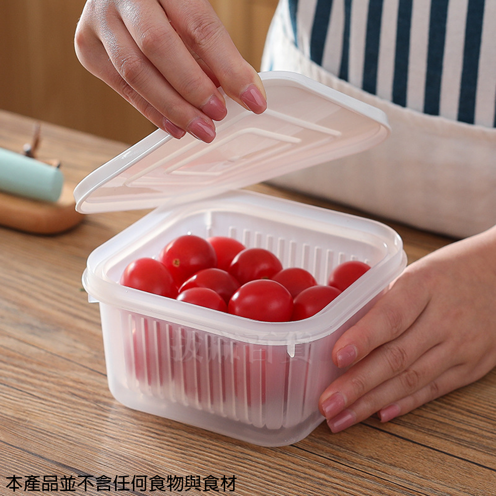 [現貨][台灣出貨]保鮮盒 冷藏保鮮盒 瀝水保鮮盒 透明保鮮盒 塑膠保鮮盒 水果保鮮盒 冰箱收納 食物保鮮 可疊放收納-細節圖3