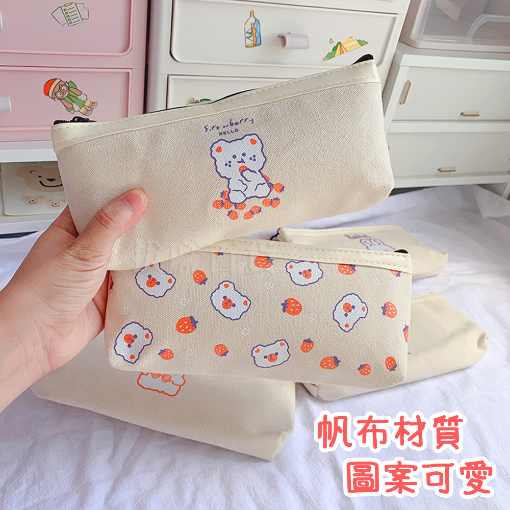 [現貨][台灣出貨]筆袋 可愛萌筆袋 帆布 可愛圖案 拉鏈 鉛筆袋 卡通 輕時尚 簡約 學生 學生用品 文具用品-細節圖2