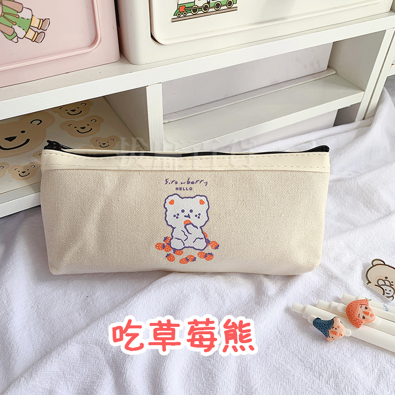 [現貨][台灣出貨]筆袋 可愛萌筆袋 帆布 可愛圖案 拉鏈 鉛筆袋 卡通 輕時尚 簡約 學生 學生用品 文具用品-細節圖5