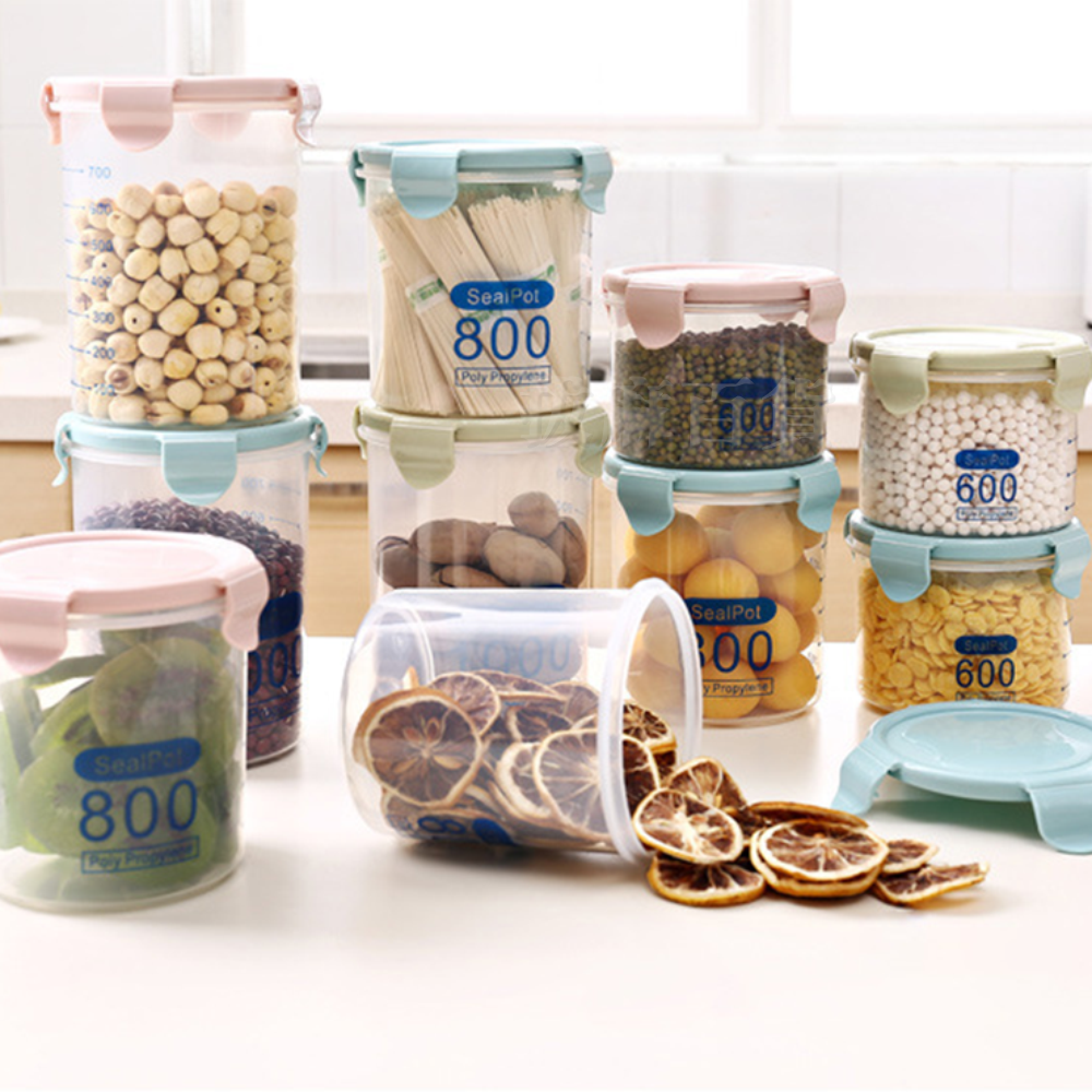 [現貨][台灣出貨]密封罐 雜糧罐 儲物罐 保鮮罐 收納罐 分類罐 分裝罐 食品 食物 食材 五穀雜糧 透明 刻度 廚房-細節圖5