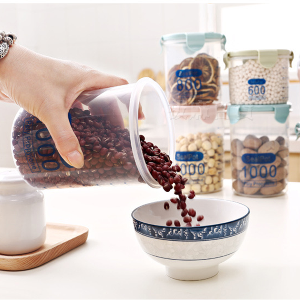 [現貨][台灣出貨]密封罐 雜糧罐 儲物罐 保鮮罐 收納罐 分類罐 分裝罐 食品 食物 食材 五穀雜糧 透明 刻度 廚房-細節圖7