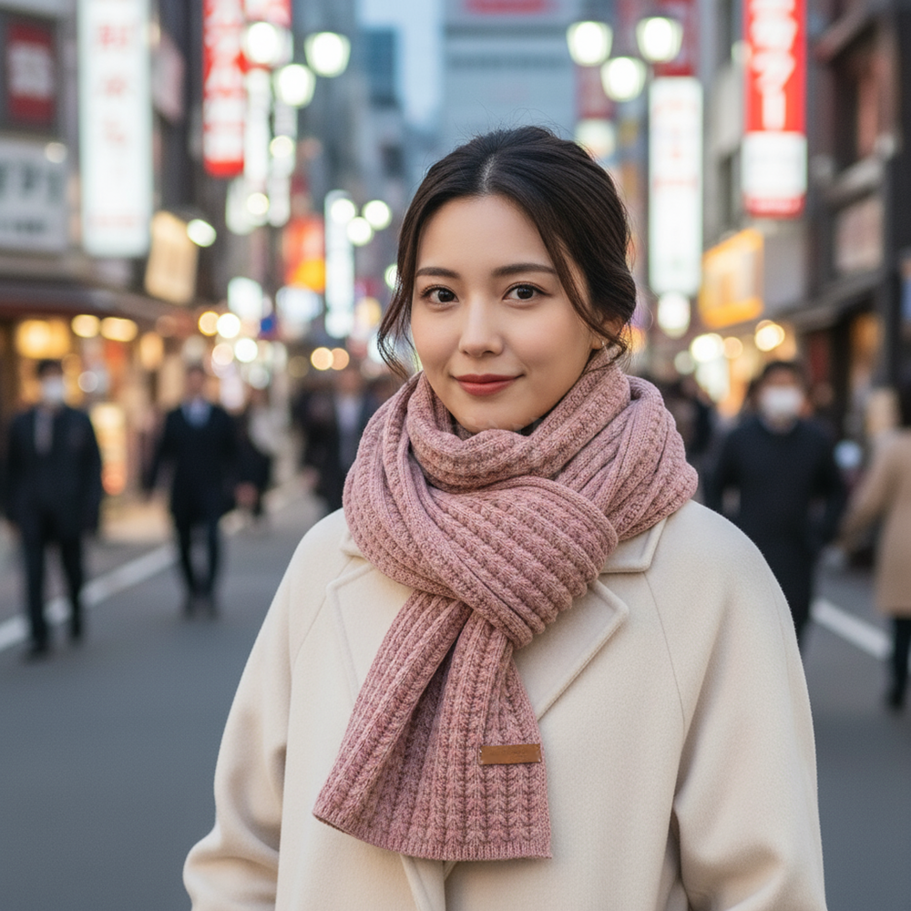 [現貨][台灣出貨]圍巾 純色 素色 針織 情侶裝 保暖 冬季 日系 韓系 學生 少女 配件 百搭 生日禮物 交換禮物-細節圖2