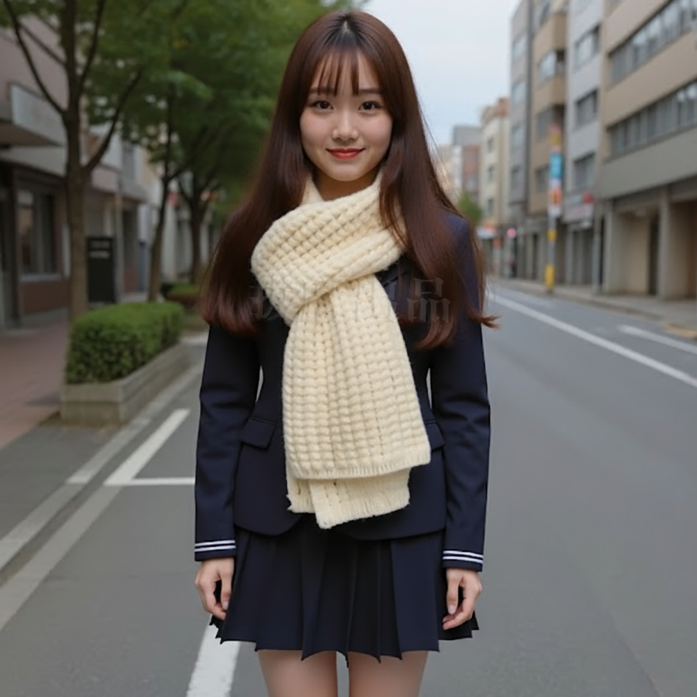 [現貨][台灣出貨]圍巾 純色 素色 針織 情侶裝 保暖 冬季 日系 韓系 學生 少女 配件 百搭 生日禮物 交換禮物-細節圖7