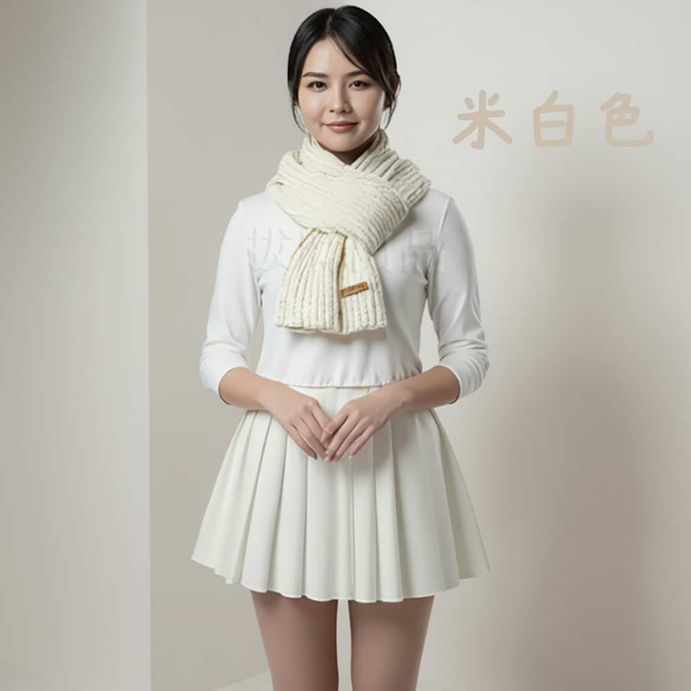 [現貨][台灣出貨]圍巾 純色 素色 針織 情侶裝 保暖 冬季 日系 韓系 學生 少女 配件 百搭 生日禮物 交換禮物-細節圖9