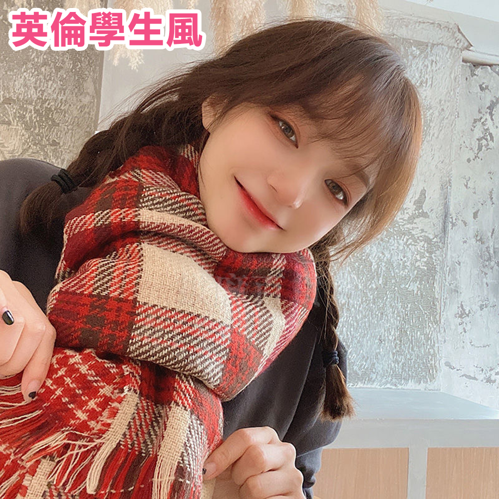 [現貨][台灣出貨]圍巾 方格圍巾 英倫風 百搭 歐洲風 學生風 禦寒 保暖 冬季 配件 生日禮物 交換禮物-細節圖2