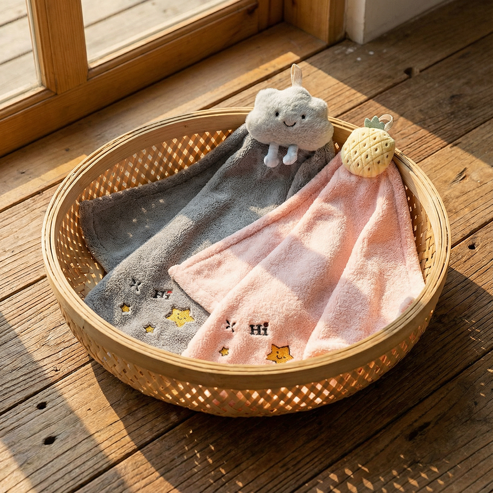 [現貨][台灣出貨]擦手巾 玩偶頭 可愛 珊瑚絨 柔軟細膩 親膚 手感舒適 快速吸水 透氣 快乾 可懸掛 易洗 不掉毛-細節圖6