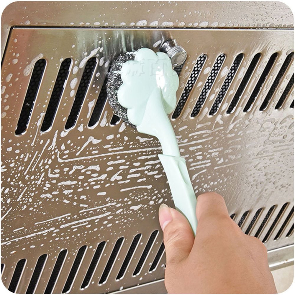 [現貨][台灣出貨]長柄 鋼刷 北歐色清潔 鐵刷 廚房清潔 不鏽鋼 不銹鋼 可拆卸 吊掛收納 輕鬆去污 環保無毒-細節圖8