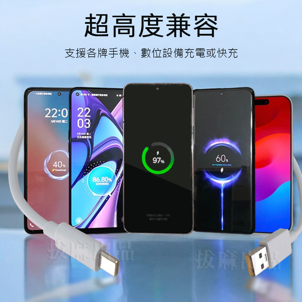 [現貨][台灣出貨]充電線 快充線 65W VOOC 快充 手機充電線 閃充線 QC 三星 VIVO OPPO i16-細節圖3