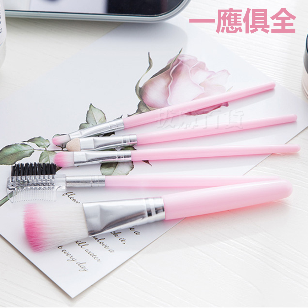 [現貨][台灣出貨]化妝刷 刷具組 化妝刷具 美妝刷 粉色系 眼影刷 眼影棒 腮紅刷 眉梳 化妝刷具組 化妝刷五件套組-細節圖2