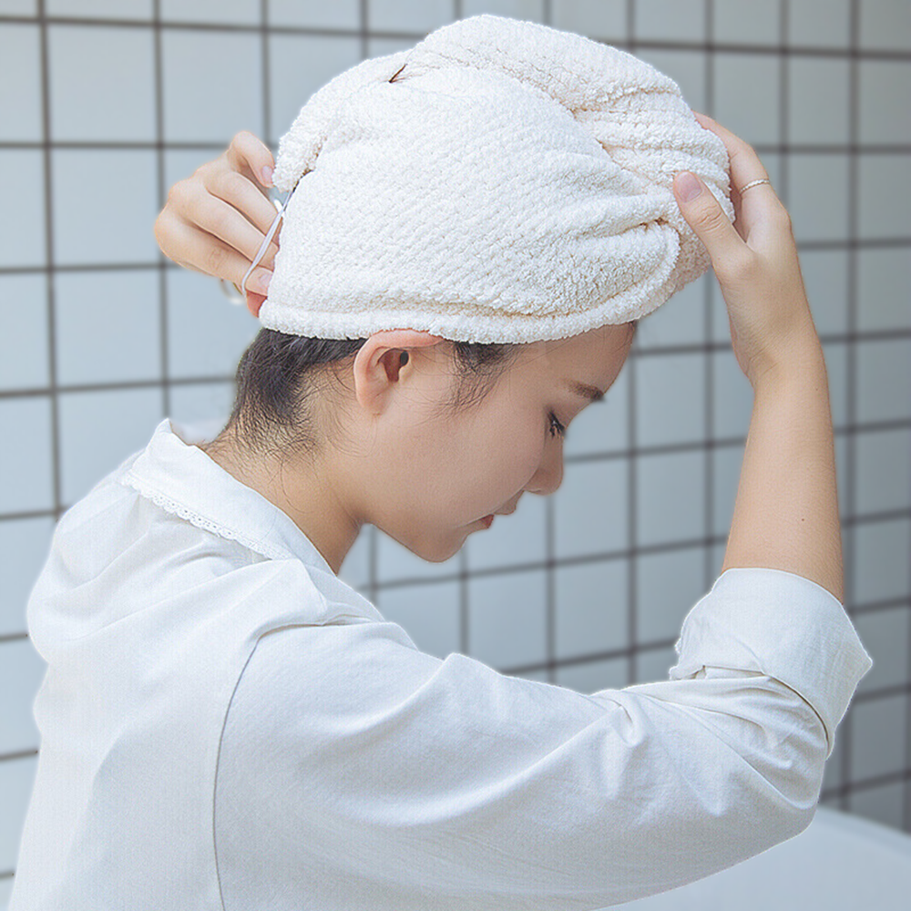 [現貨][台灣出貨]包頭巾 擦髮巾 乾髮巾 擦頭巾 棉柔 柔軟親膚 強力吸水 加厚編織 近零毛絮 聚酯纖維 浴室用品-細節圖5