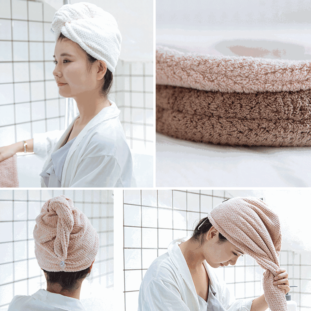 [現貨][台灣出貨]包頭巾 擦髮巾 乾髮巾 擦頭巾 棉柔 柔軟親膚 強力吸水 加厚編織 近零毛絮 聚酯纖維 浴室用品-細節圖6