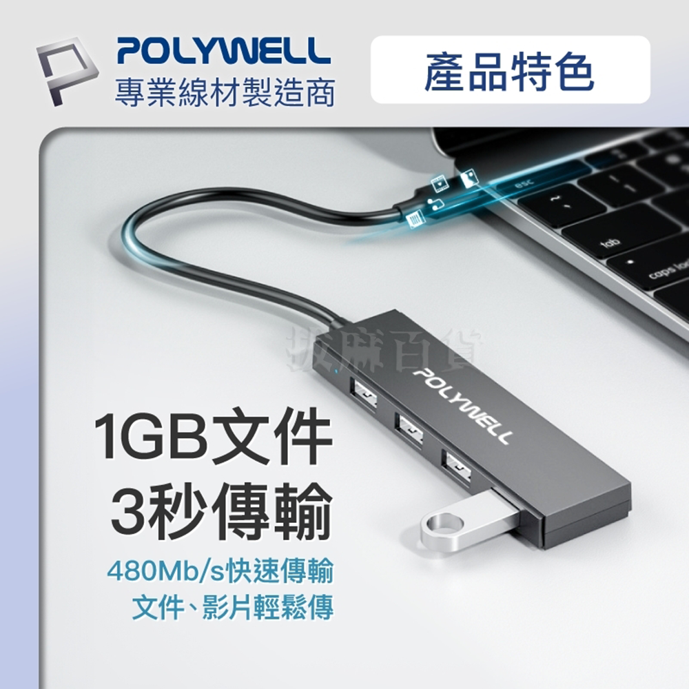 USB2.0 4孔 4埠集線器 四孔 分接器 分線器 OTG 擴展器 4 Port HUB 寶利威爾-細節圖3