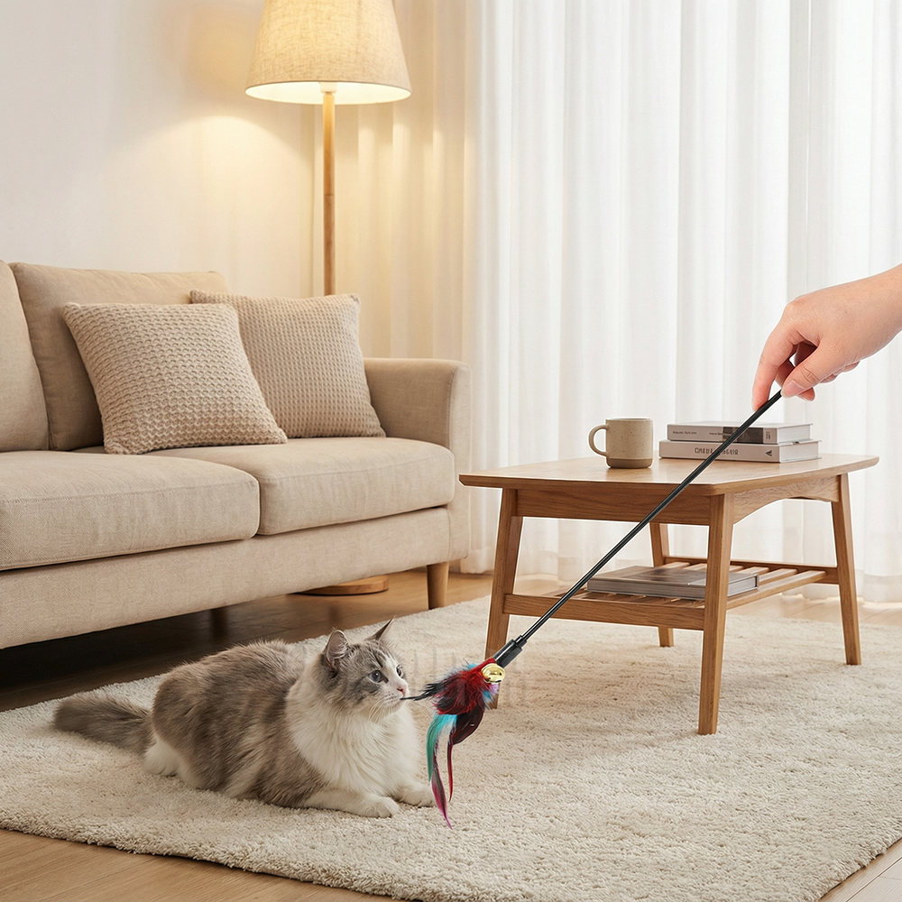 [現貨][台灣出貨]逗貓棒 逗貓桿 七彩 羽毛逗貓棒 逗貓竿 逗貓玩具 貓用品 寵物用品-細節圖2