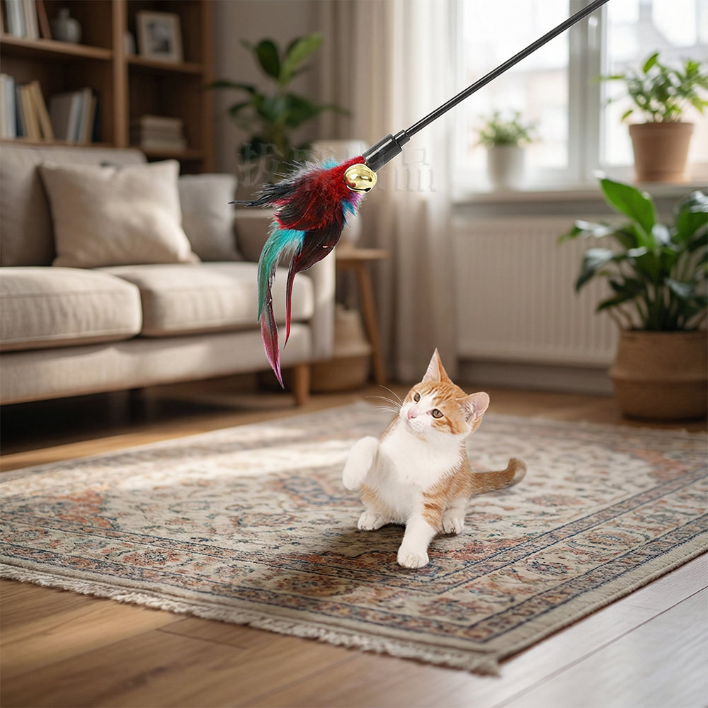 [現貨][台灣出貨]逗貓棒 逗貓桿 七彩 羽毛逗貓棒 逗貓竿 逗貓玩具 貓用品 寵物用品-細節圖3