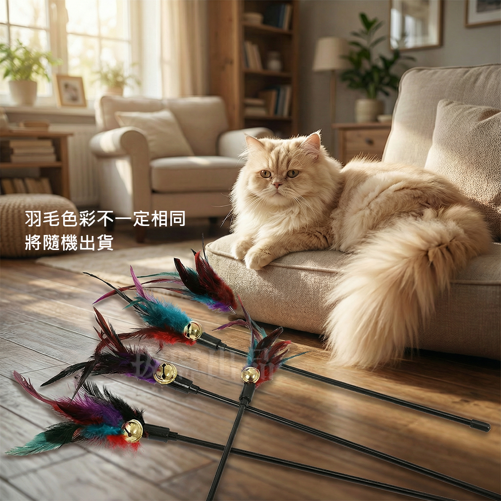 [現貨][台灣出貨]逗貓棒 逗貓桿 七彩 羽毛逗貓棒 逗貓竿 逗貓玩具 貓用品 寵物用品-細節圖7