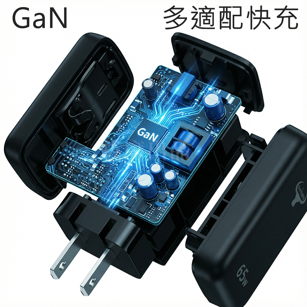 [現貨][台灣出貨]充電頭 快充頭 65W PD QC 三孔 手機插頭 折疊 快充 閃充 GaN 氮化鎵 三星 小米-細節圖2