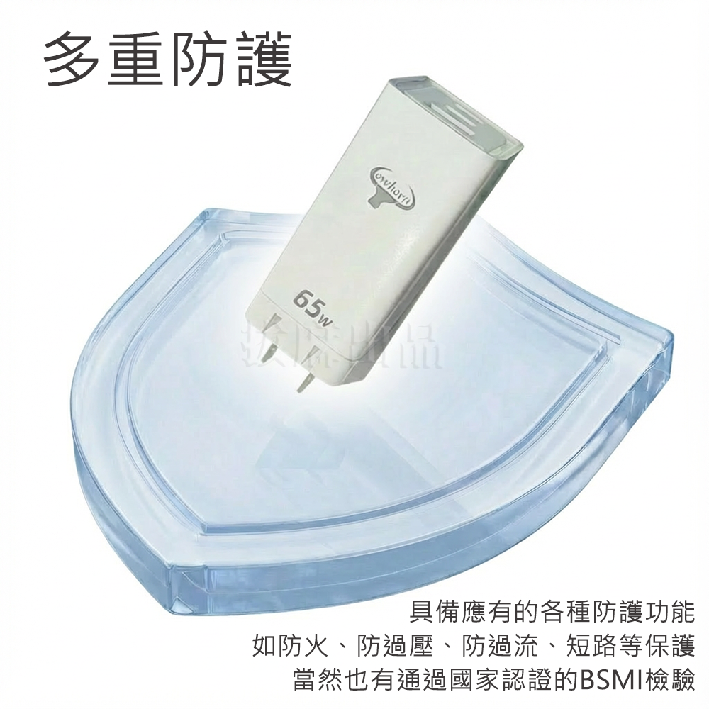 [現貨][台灣出貨]充電頭 快充頭 三孔 折疊 65W PD QC GaN 氮化鎵 手機插頭 快充 閃充 適用三星小米-細節圖5
