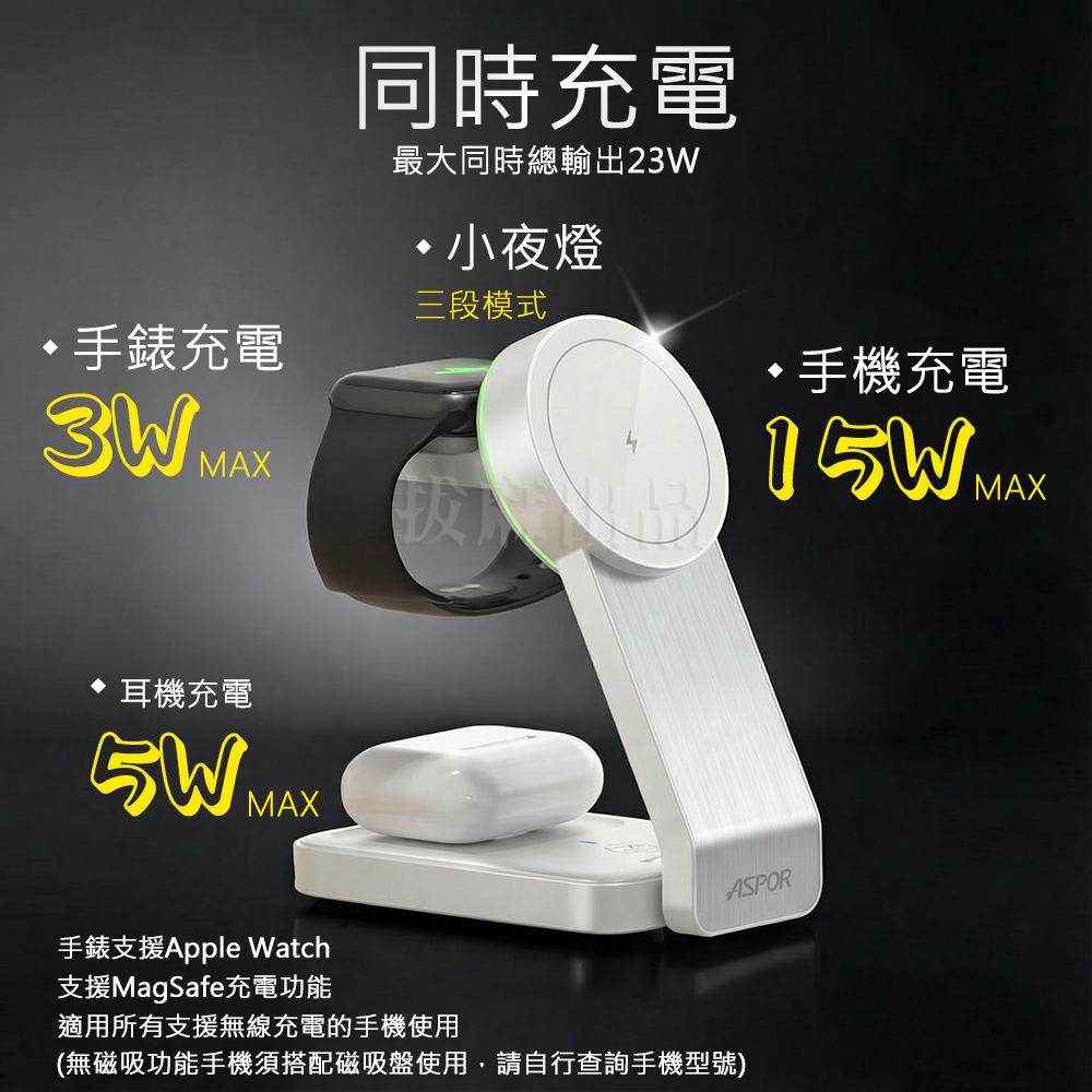 [台灣出貨]折疊 磁吸 無線充電座 充電盤 無線快充 磁吸充電 無線充 pods watch 充電座 支架-細節圖4