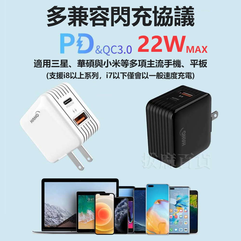 [台灣出貨]充電頭 22W 快充頭 PD QC TypeC 充電器 快充 閃充 摺疊 收納 HANG BSMI-細節圖2