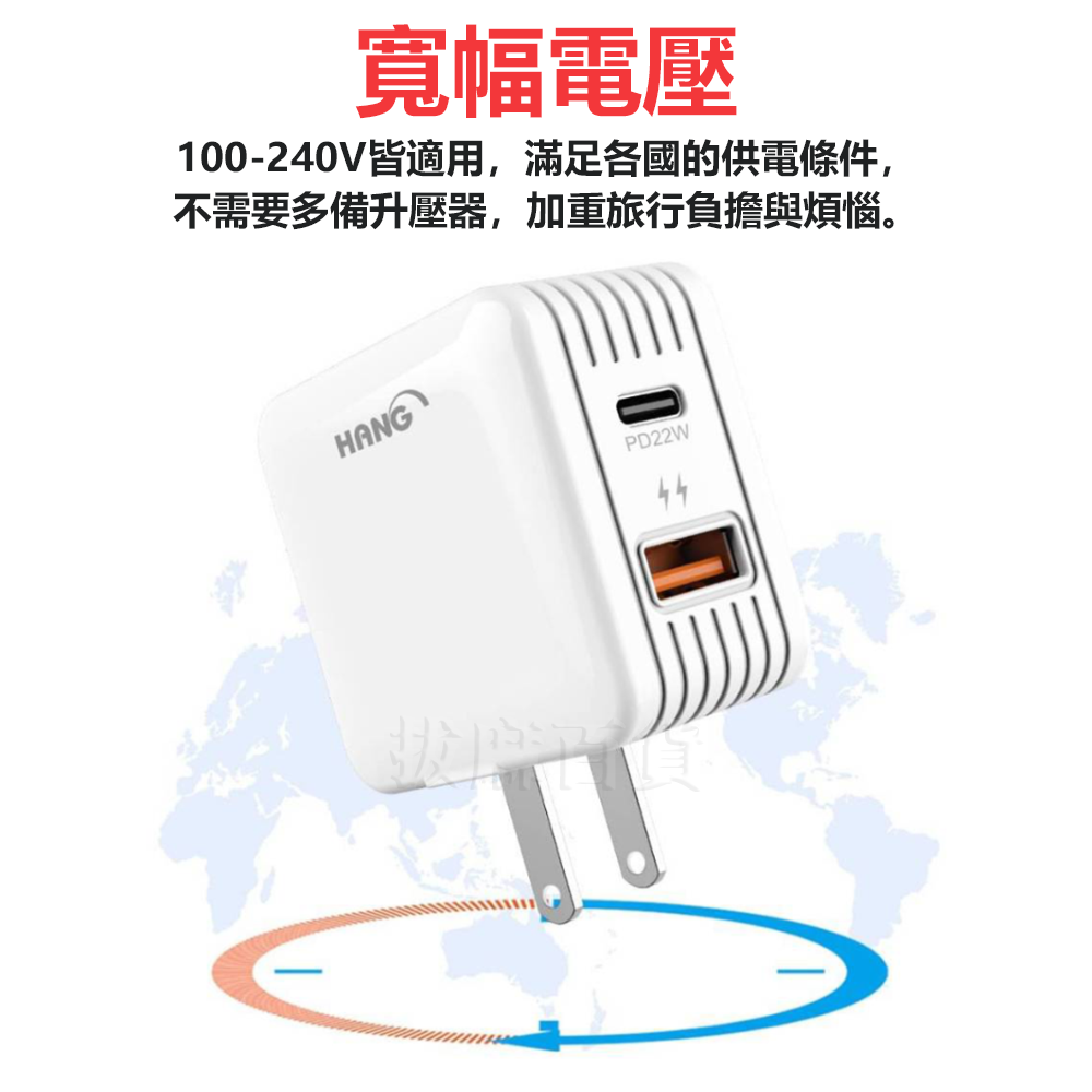 [台灣出貨]充電頭 22W 快充頭 PD QC TypeC 充電器 快充 閃充 摺疊 收納 HANG BSMI-細節圖5