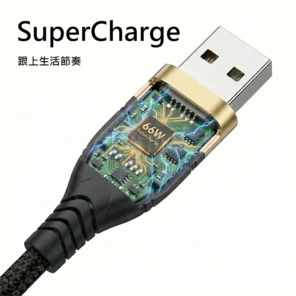 [現貨][台灣出貨]充電線 快充線 6A  66W 一拖三 快充 閃充 TypeC microUSB lightning-細節圖3