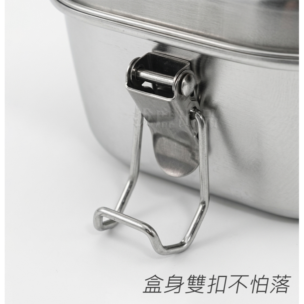 [台灣出貨]不銹鋼 304 不鏽鋼 便當盒 長方便當盒 雙層便當盒 分層飯盒 雙扣 兩層 飯盒 餐盒 保鮮盒 提把 防漏-細節圖4