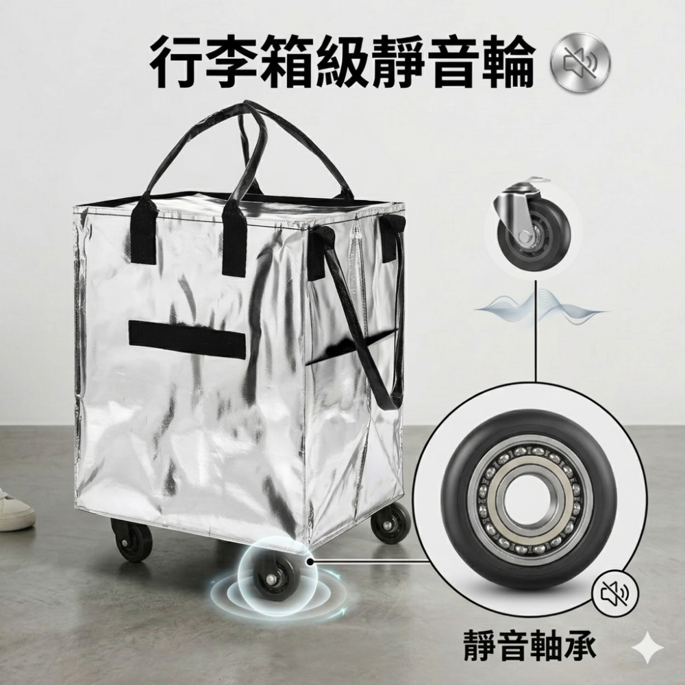 Ｍooden時尚質感摺疊收納推車＿玫瑰金-細節圖3
