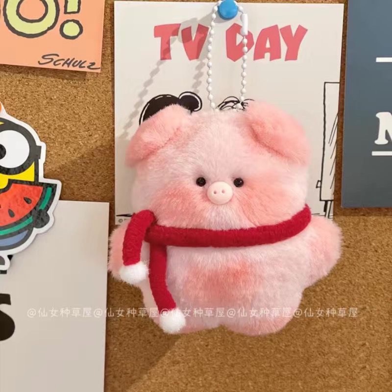 🌸葵の工作室-小豬絨毛吊飾 可愛吊飾 絨毛吊飾 小豬吊飾-細節圖2