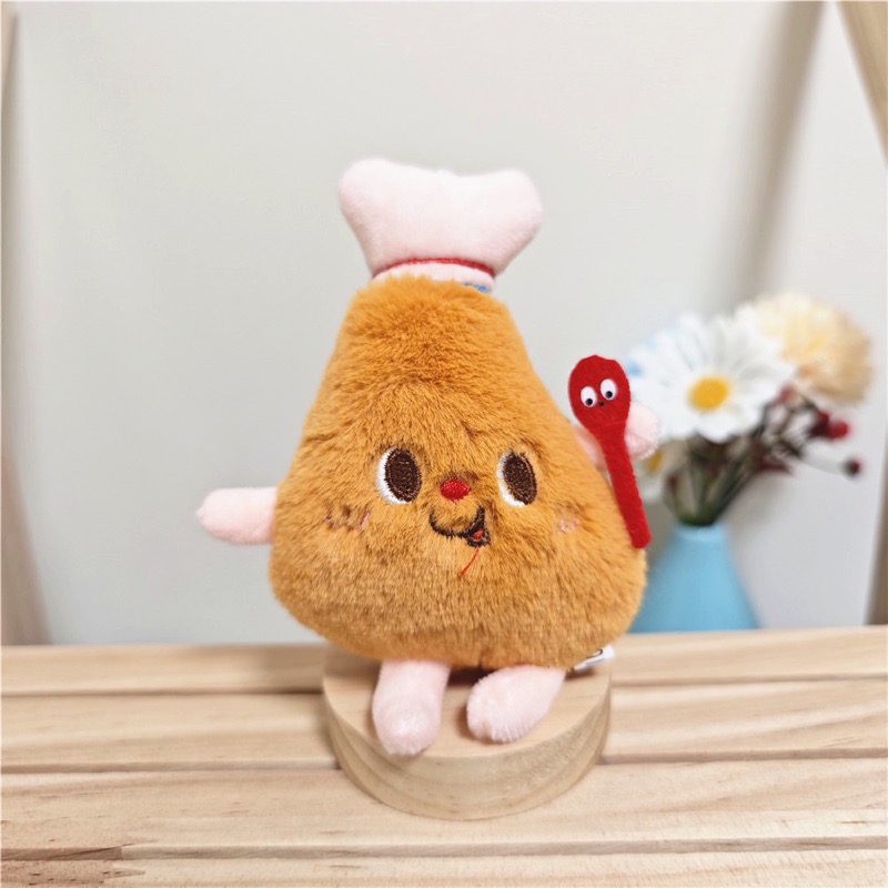 🌸葵の工作室-卡通漢堡包熱狗雞腿可愛薯條毛絨掛件小公仔精品抓機娃娃書包掛飾 玩偶吊飾-細節圖4