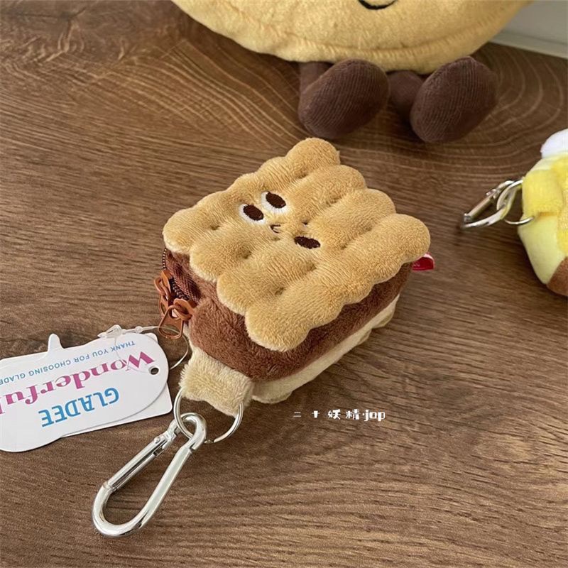 🌸葵の賣場-毛絨錢包餅乾零錢包可愛卡通生日禮物收納包耳機包ins蛋糕零錢包-細節圖2