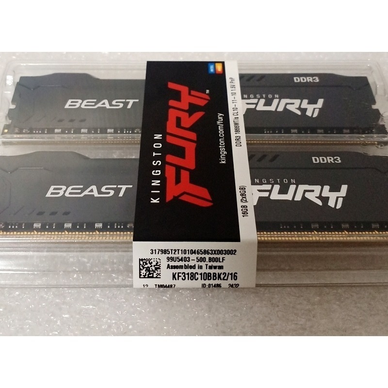 金士頓 全新終保 BEAST FURY 狩獵者-黑 KF318C10BBK2/16 (8GB x2) 雙通道-細節圖3