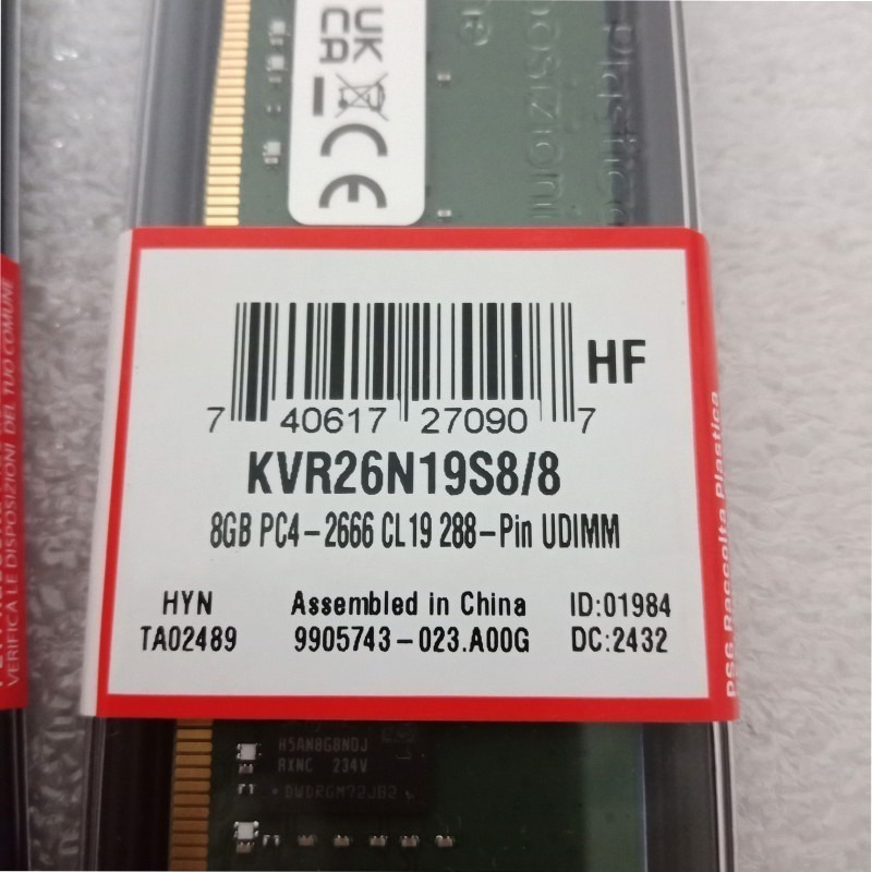 金士頓 Kingston 實體拍攝 全新終保 DDR4-2666-8G*4 共32GB 四條一組 同週期/顆粒-細節圖3