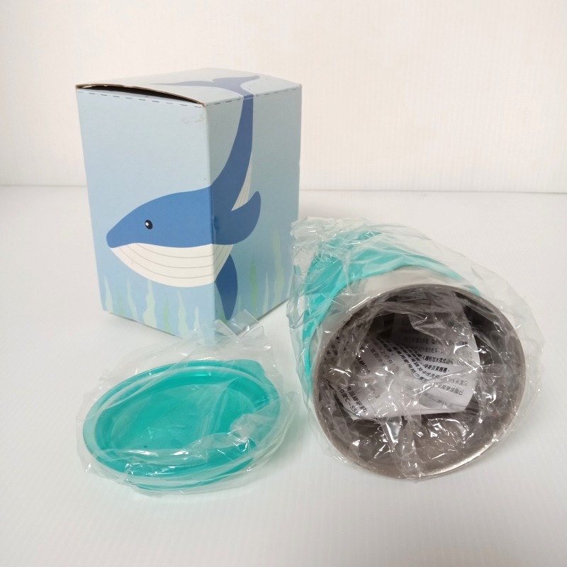 全新品 2020年 中鋼股東會紀念品 鯨彩都繪冷水杯 TE抗菌不鏽鋼 330ML-細節圖2