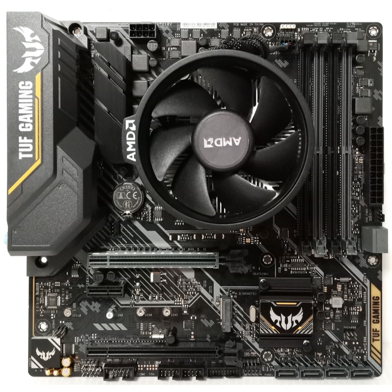 AM4腳位 實體拍攝 ASUS TUF B450M-PLUS GAMING + R7-2700 + 銅柱散熱器/附檔板-細節圖2